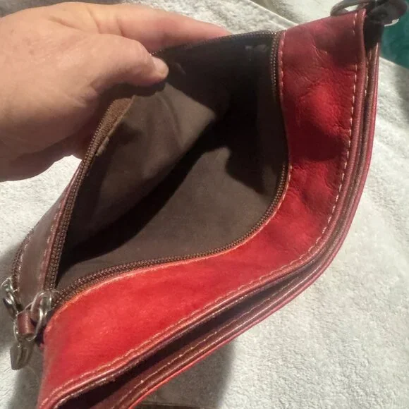 Florence leather cross body bag red brown read - Picture 12 of 15